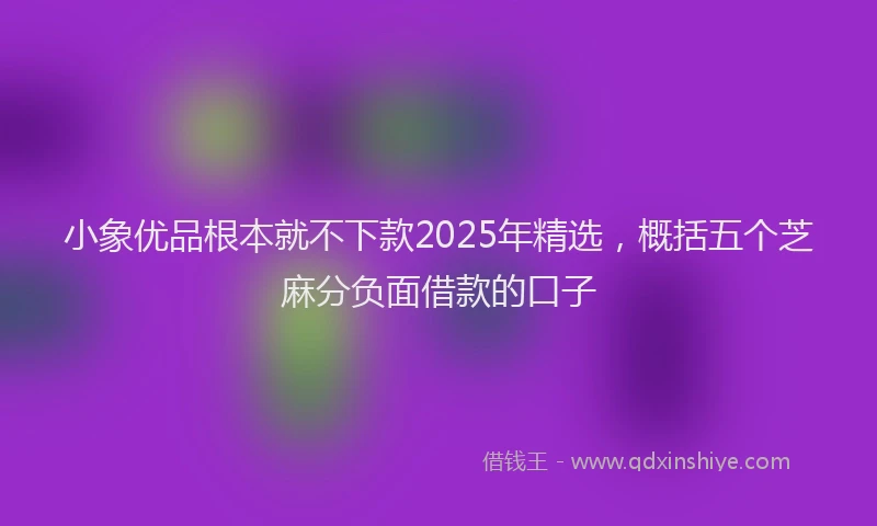 小象优品根本就不下款2025年精选，概括五个芝麻分负面借款的口子