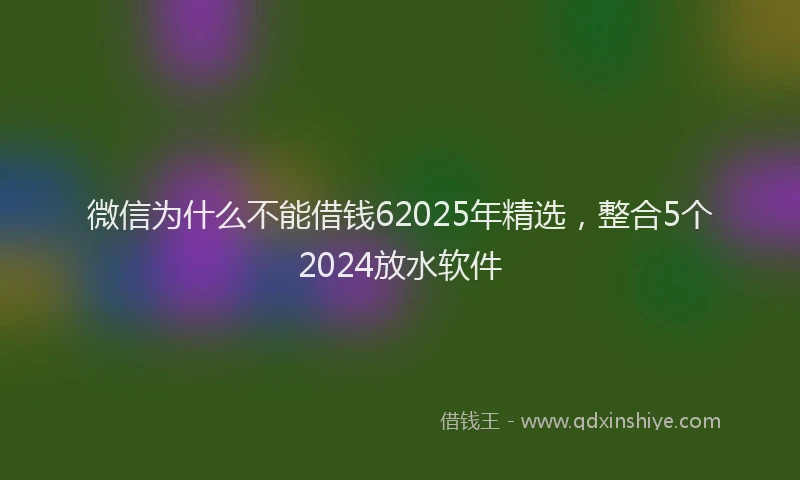 微信为什么不能借钱62025年精选，整合5个2024放水软件