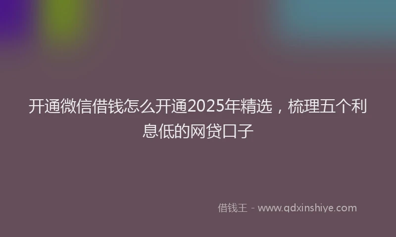 开通微信借钱怎么开通2025年精选，梳理五个利息低的网贷口子