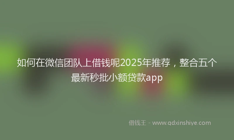 如何在微信团队上借钱呢2025年推荐，整合五个最新秒批小额贷款app