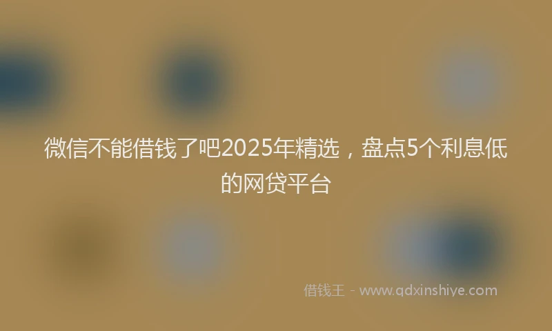 微信不能借钱了吧2025年精选，盘点5个利息低的网贷平台