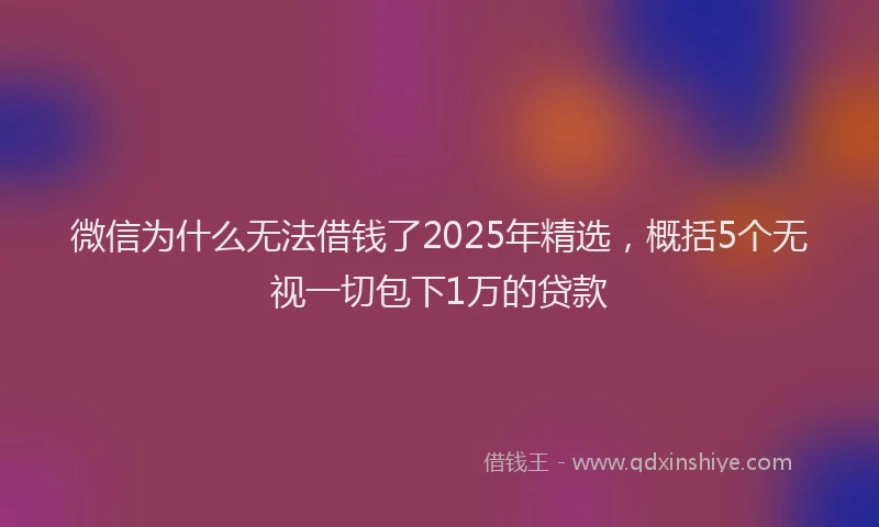 微信为什么无法借钱了2025年精选，概括5个无视一切包下1万的贷款