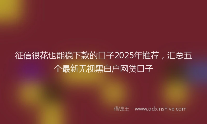 征信很花也能稳下款的口子2025年推荐，汇总五个最新无视黑白户网贷口子