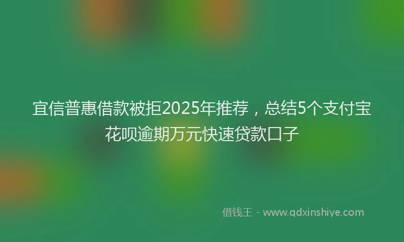 宜信普惠借款被拒2025年推荐，总结5个支付宝花呗逾期万元快速贷款口子