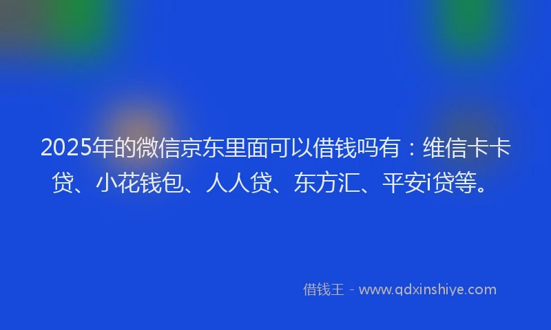 2025年的微信京东里面可以借钱吗有：维信卡卡贷、小花钱包、人人贷、东方汇、平安i贷等。