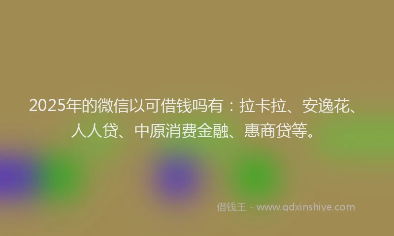 2025年的微信以可借钱吗有：拉卡拉、安逸花、人人贷、中原消费金融、惠商贷等。