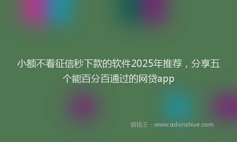 小额不看征信秒下款的软件2025年推荐，分享五个能百分百通过的网贷app