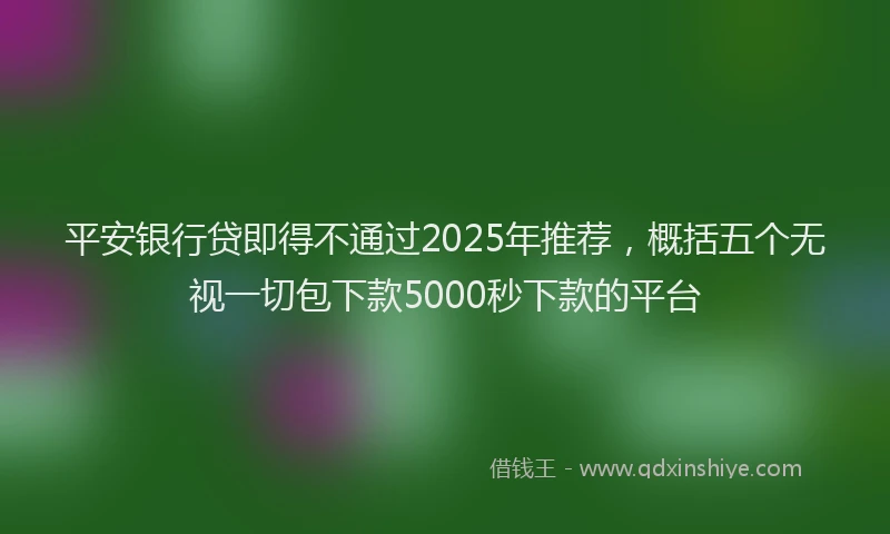 平安银行贷即得不通过2025年推荐，概括五个无视一切包下款5000秒下款的平台