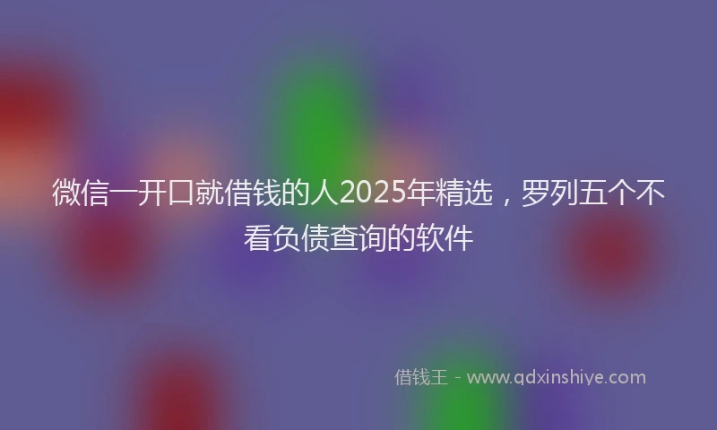 微信一开口就借钱的人2025年精选，罗列五个不看负债查询的软件