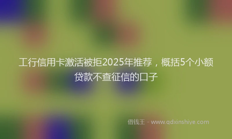 工行信用卡激活被拒2025年推荐，概括5个小额贷款不查征信的口子