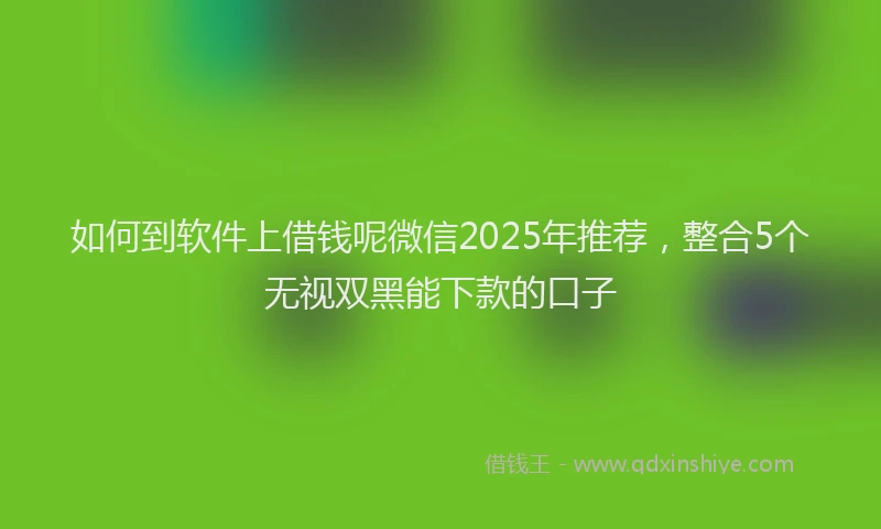 如何到软件上借钱呢微信2025年推荐，整合5个无视双黑能下款的口子