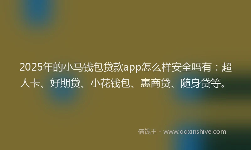 2025年的小马钱包贷款app怎么样安全吗有：超人卡、好期贷、小花钱包、惠商贷、随身贷等。