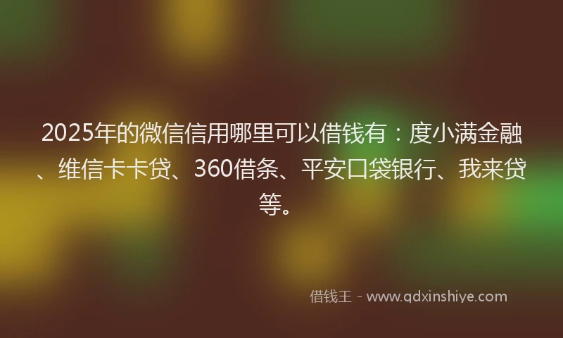 2025年的微信信用哪里可以借钱有：度小满金融、维信卡卡贷、360借条、平安口袋银行、我来贷等。