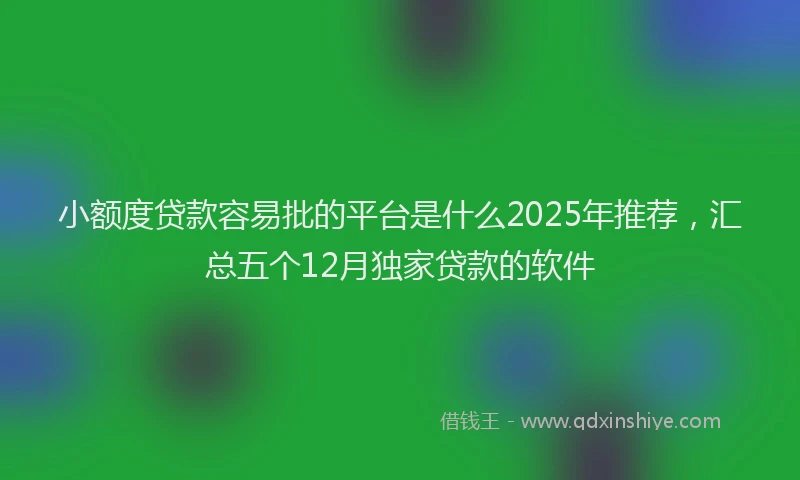 小额度贷款容易批的平台是什么2025年推荐，汇总五个12月独家贷款的软件