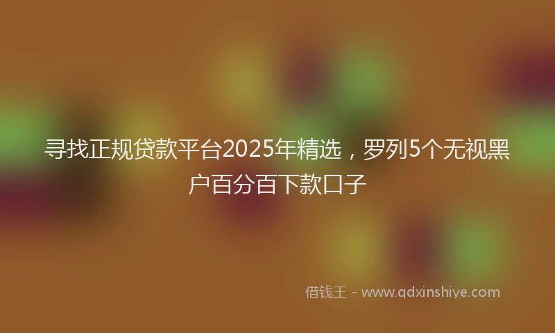 寻找正规贷款平台2025年精选，罗列5个无视黑户百分百下款口子