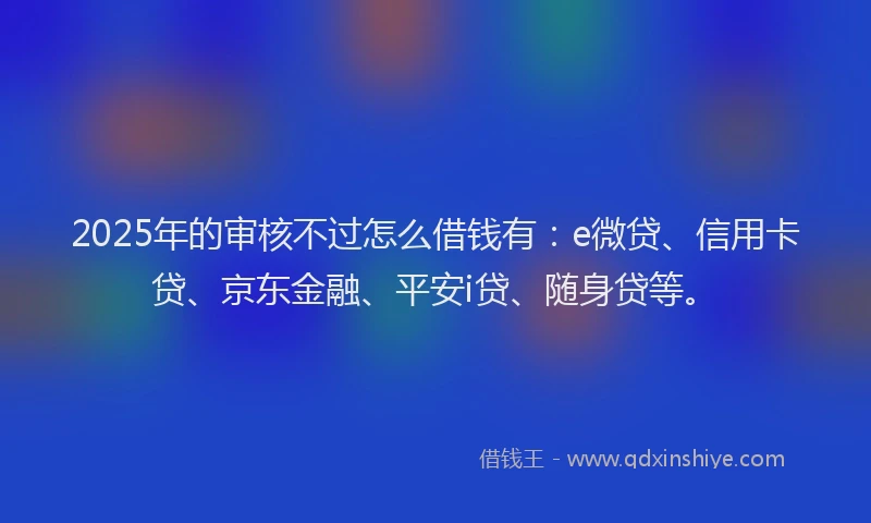 2025年的审核不过怎么借钱有：e微贷、信用卡贷、京东金融、平安i贷、随身贷等。