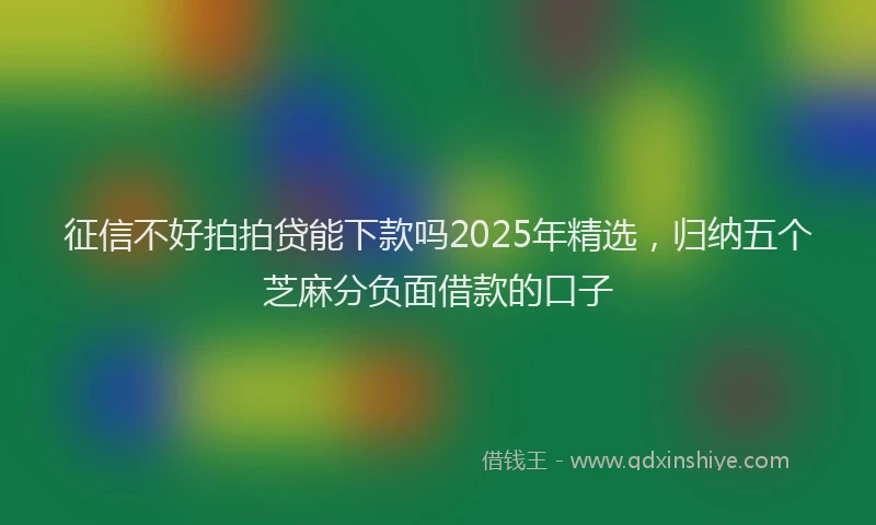 征信不好拍拍贷能下款吗2025年精选，归纳五个芝麻分负面借款的口子