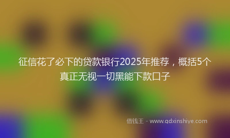 征信花了必下的贷款银行2025年推荐，概括5个真正无视一切黑能下款口子