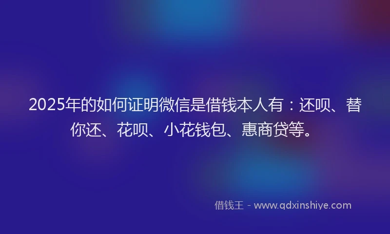 2025年的如何证明微信是借钱本人有：还呗、替你还、花呗、小花钱包、惠商贷等。