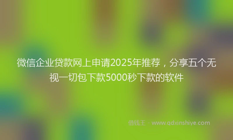 微信企业贷款网上申请2025年推荐，分享五个无视一切包下款5000秒下款的软件