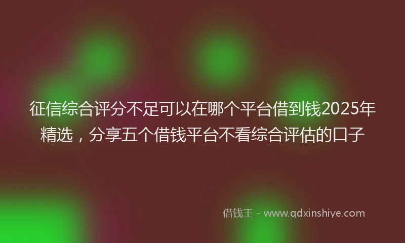 征信综合评分不足可以在哪个平台借到钱2025年精选，分享五个借钱平台不看综合评估的口子