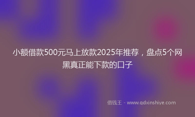 小额借款500元马上放款2025年推荐，盘点5个网黑真正能下款的口子