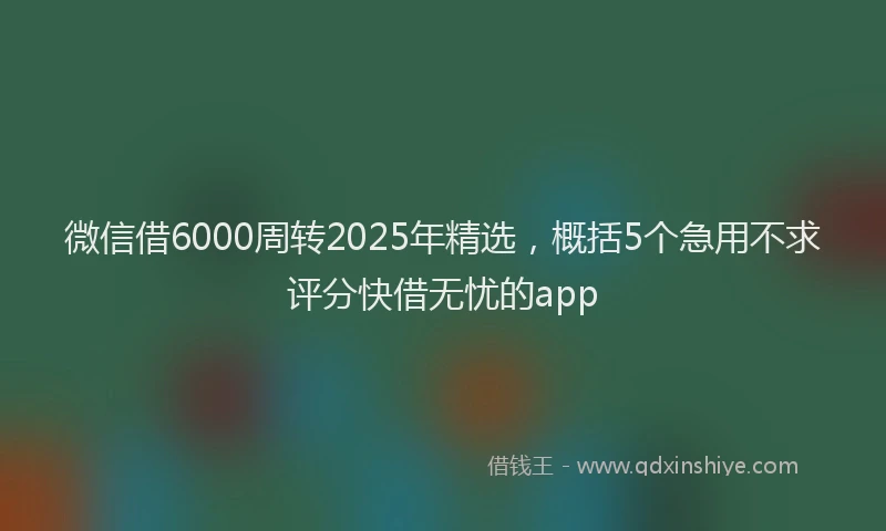 微信借6000周转2025年精选，概括5个急用不求评分快借无忧的app