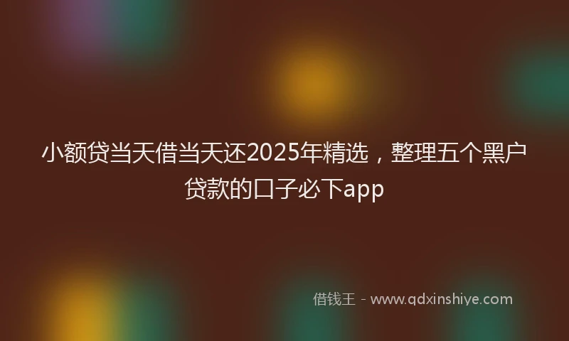 小额贷当天借当天还2025年精选，整理五个黑户贷款的口子必下app