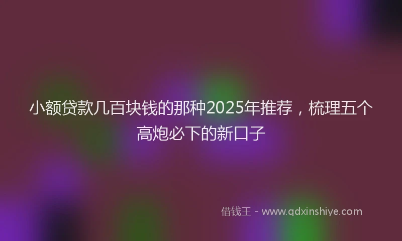 小额贷款几百块钱的那种2025年推荐，梳理五个高炮必下的新口子