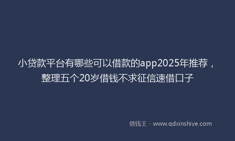 小贷款平台有哪些可以借款的app2025年推荐，整理五个20岁借钱不求征信速借口子