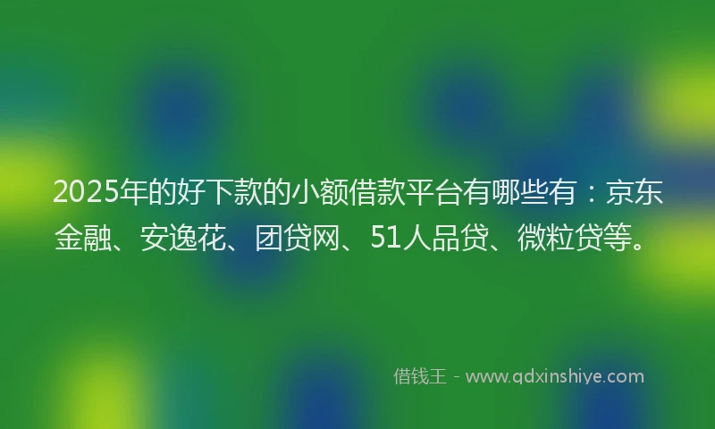 2025年的好下款的小额借款平台有哪些有：京东金融、安逸花、团贷网、51人品贷、微粒贷等。