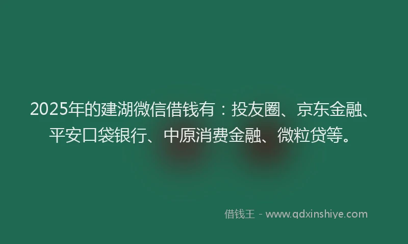 2025年的建湖微信借钱有：投友圈、京东金融、平安口袋银行、中原消费金融、微粒贷等。