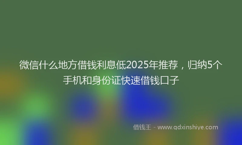 微信什么地方借钱利息低2025年推荐，归纳5个手机和身份证快速借钱口子