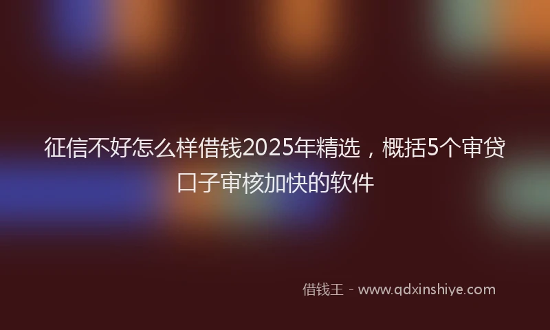 征信不好怎么样借钱2025年精选，概括5个审贷口子审核加快的软件