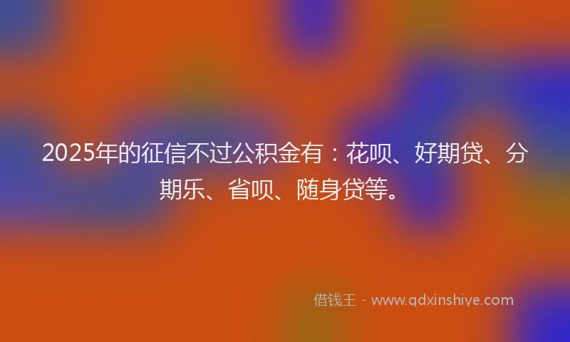 2025年的征信不过公积金有：花呗、好期贷、分期乐、省呗、随身贷等。