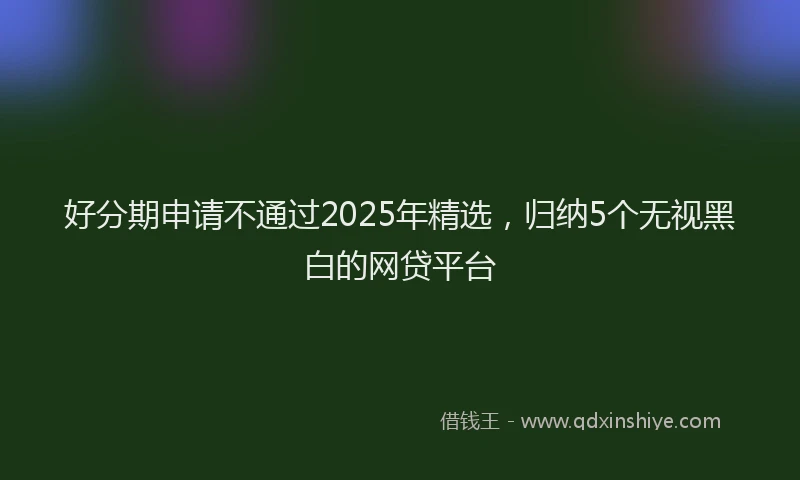 好分期申请不通过2025年精选，归纳5个无视黑白的网贷平台