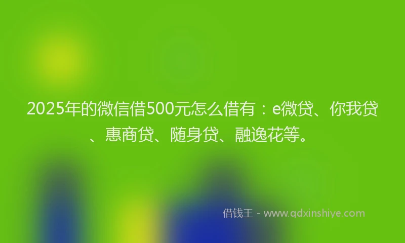 2025年的微信借500元怎么借有：e微贷、你我贷、惠商贷、随身贷、融逸花等。