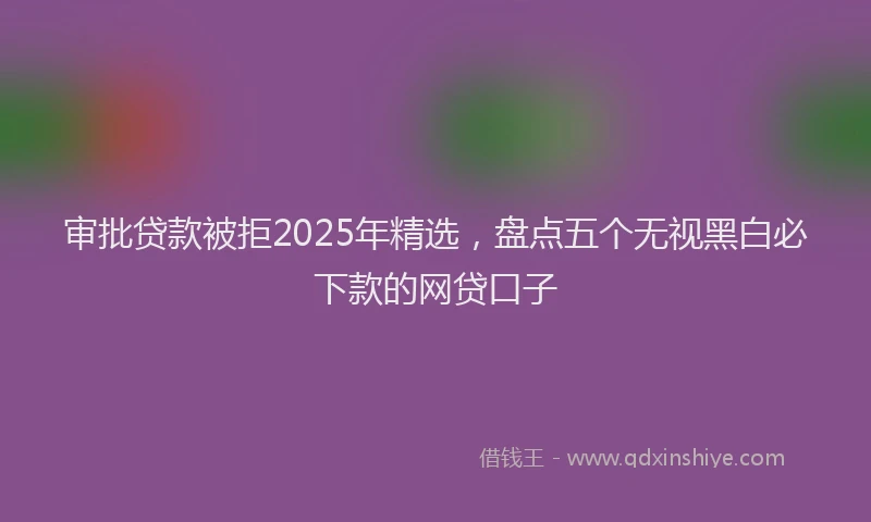 审批贷款被拒2025年精选，盘点五个无视黑白必下款的网贷口子