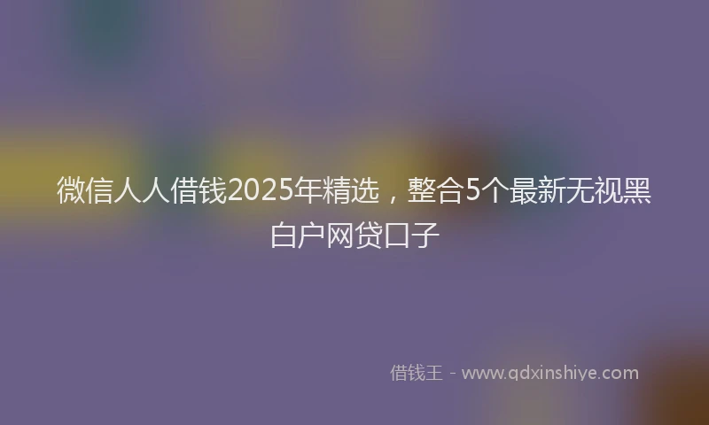 微信人人借钱2025年精选，整合5个最新无视黑白户网贷口子