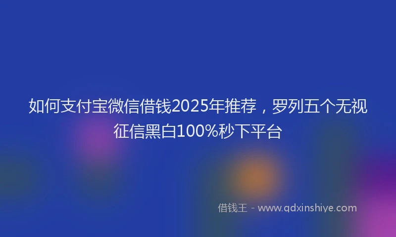 如何支付宝微信借钱2025年推荐，罗列五个无视征信黑白100%秒下平台