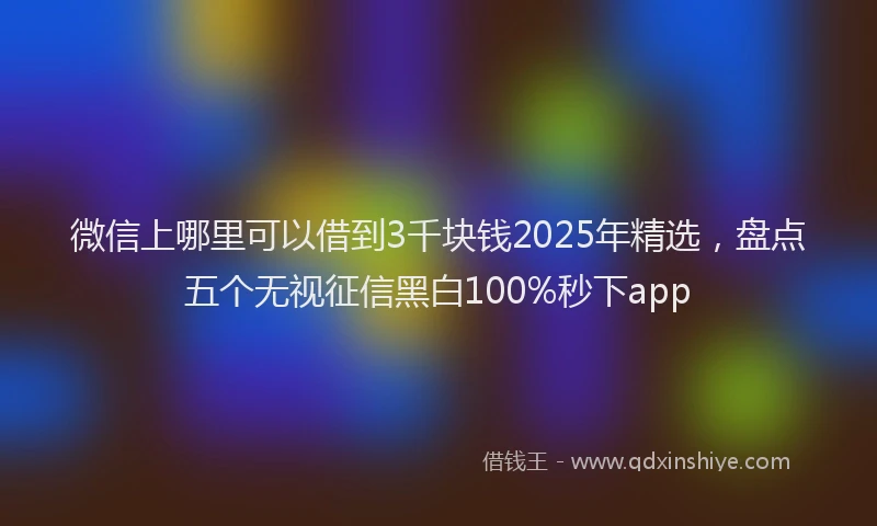微信上哪里可以借到3千块钱2025年精选，盘点五个无视征信黑白100%秒下app
