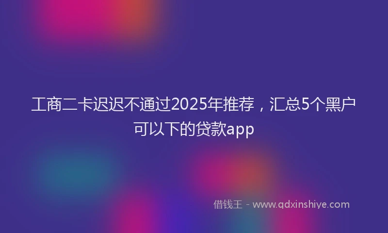 工商二卡迟迟不通过2025年推荐，汇总5个黑户可以下的贷款app