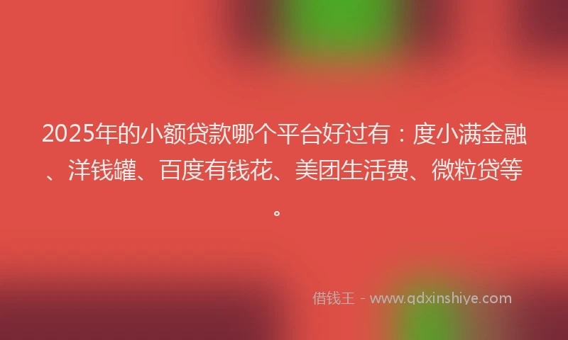 2025年的小额贷款哪个平台好过有：度小满金融、洋钱罐、百度有钱花、美团生活费、微粒贷等。