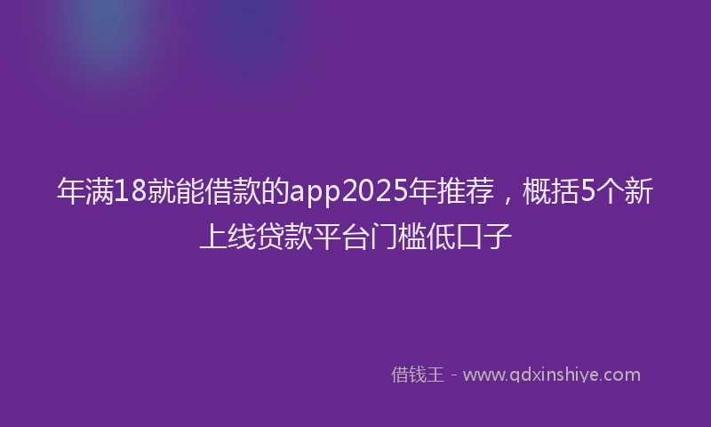 年满18就能借款的app2025年推荐，概括5个新上线贷款平台门槛低口子