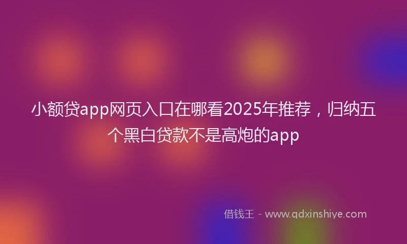 小额贷app网页入口在哪看2025年推荐，归纳五个黑白贷款不是高炮的app