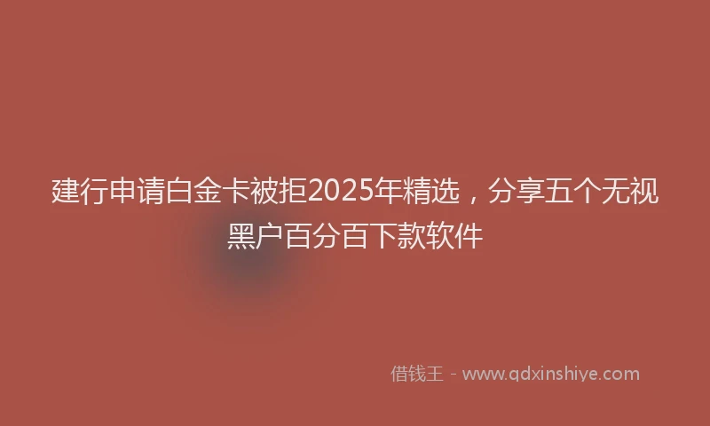 建行申请白金卡被拒2025年精选，分享五个无视黑户百分百下款软件