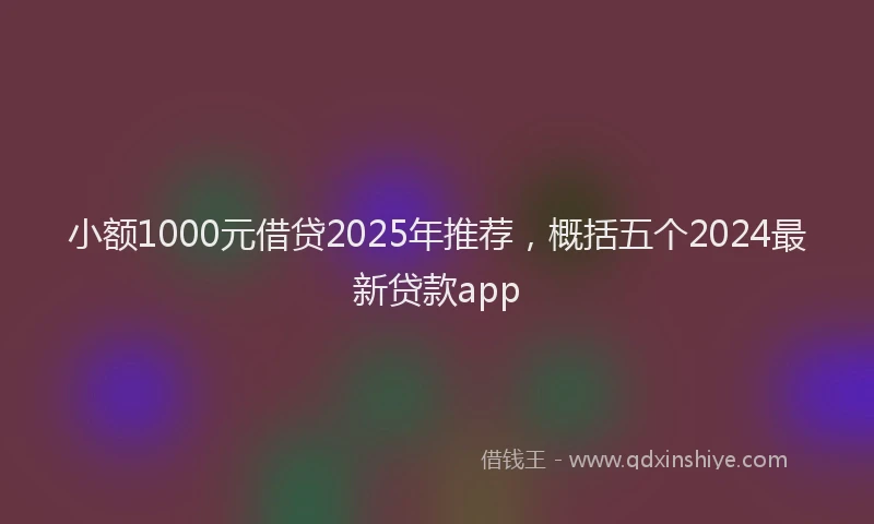 小额1000元借贷2025年推荐，概括五个2024最新贷款app