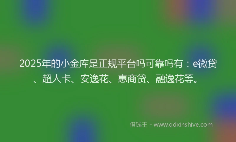 2025年的小金库是正规平台吗可靠吗有：e微贷、超人卡、安逸花、惠商贷、融逸花等。