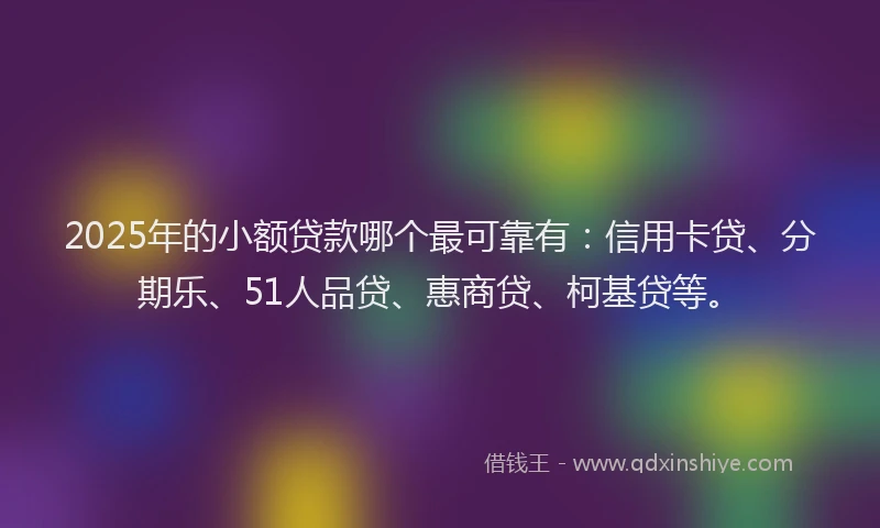 2025年的小额贷款哪个最可靠有：信用卡贷、分期乐、51人品贷、惠商贷、柯基贷等。