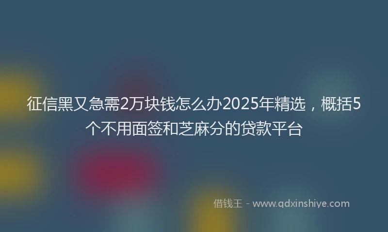 征信黑又急需2万块钱怎么办2025年精选，概括5个不用面签和芝麻分的贷款平台